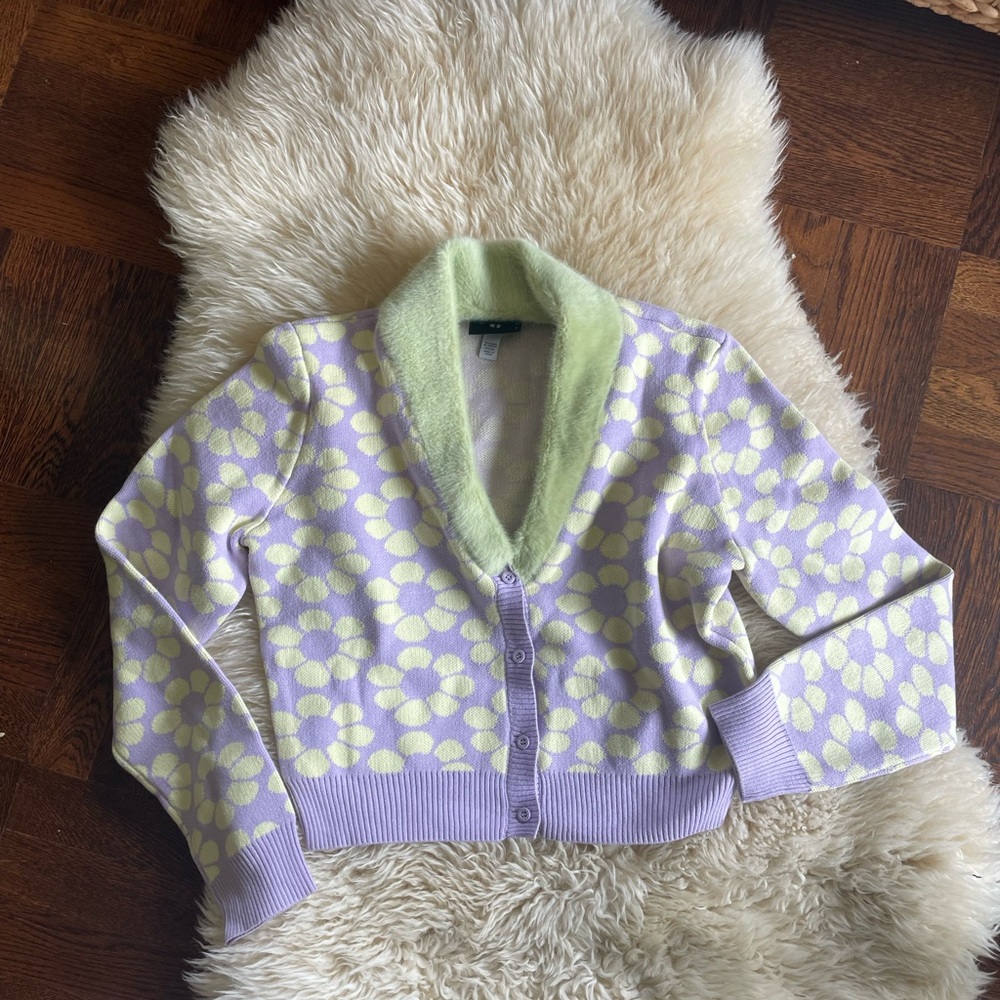 Lazy Oaf Sweaters Lazy Oaf Flower Repeat Furry Ca… - image 3